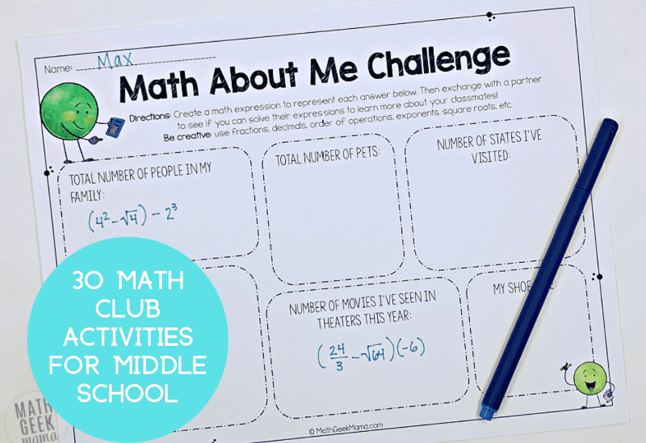 30 Math Club Activities For Middle School 1 