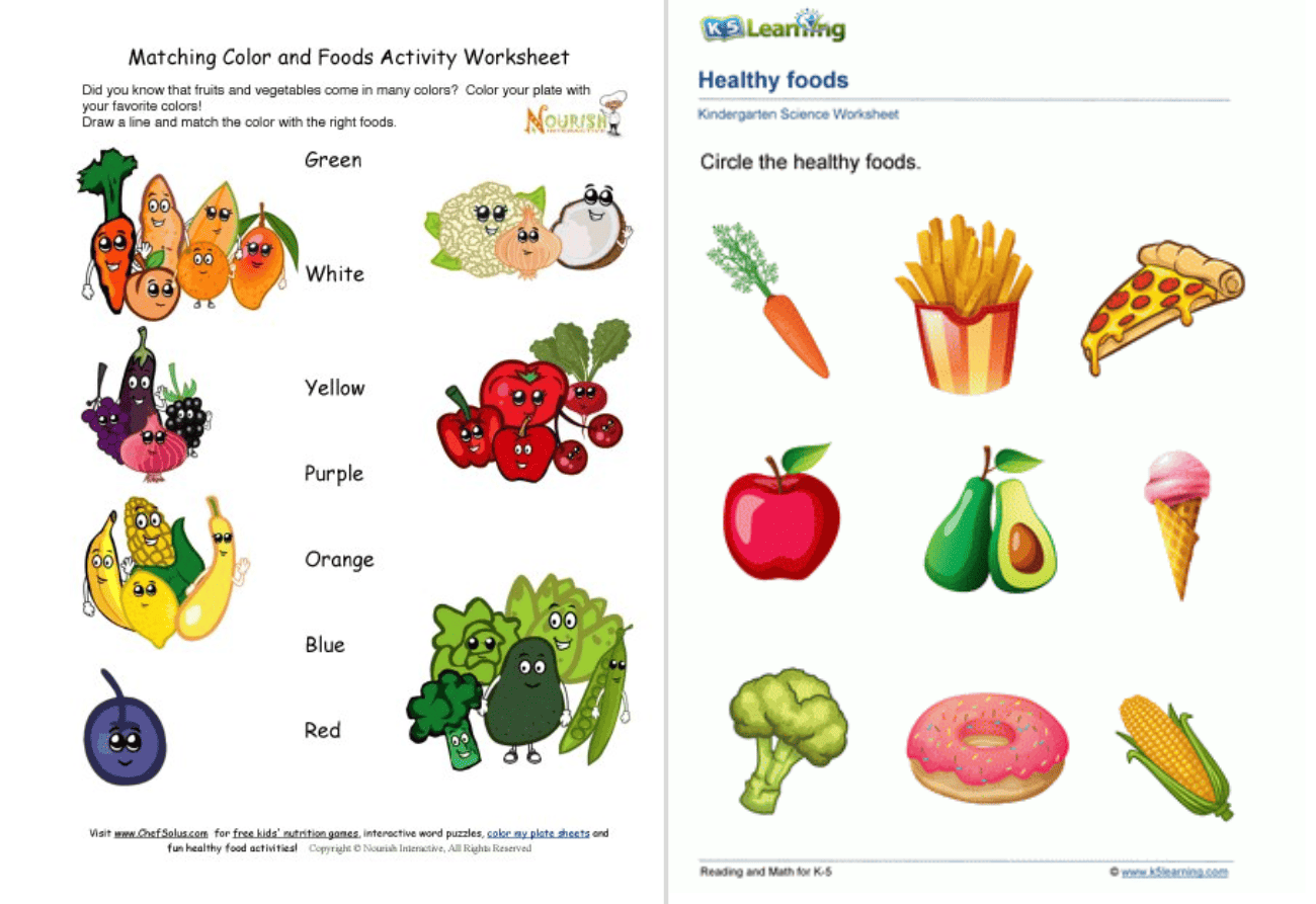 Healthy food online exercise for Kindergarden | Live Worksheets