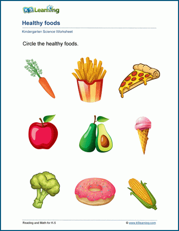 worksheets for kindergarten food