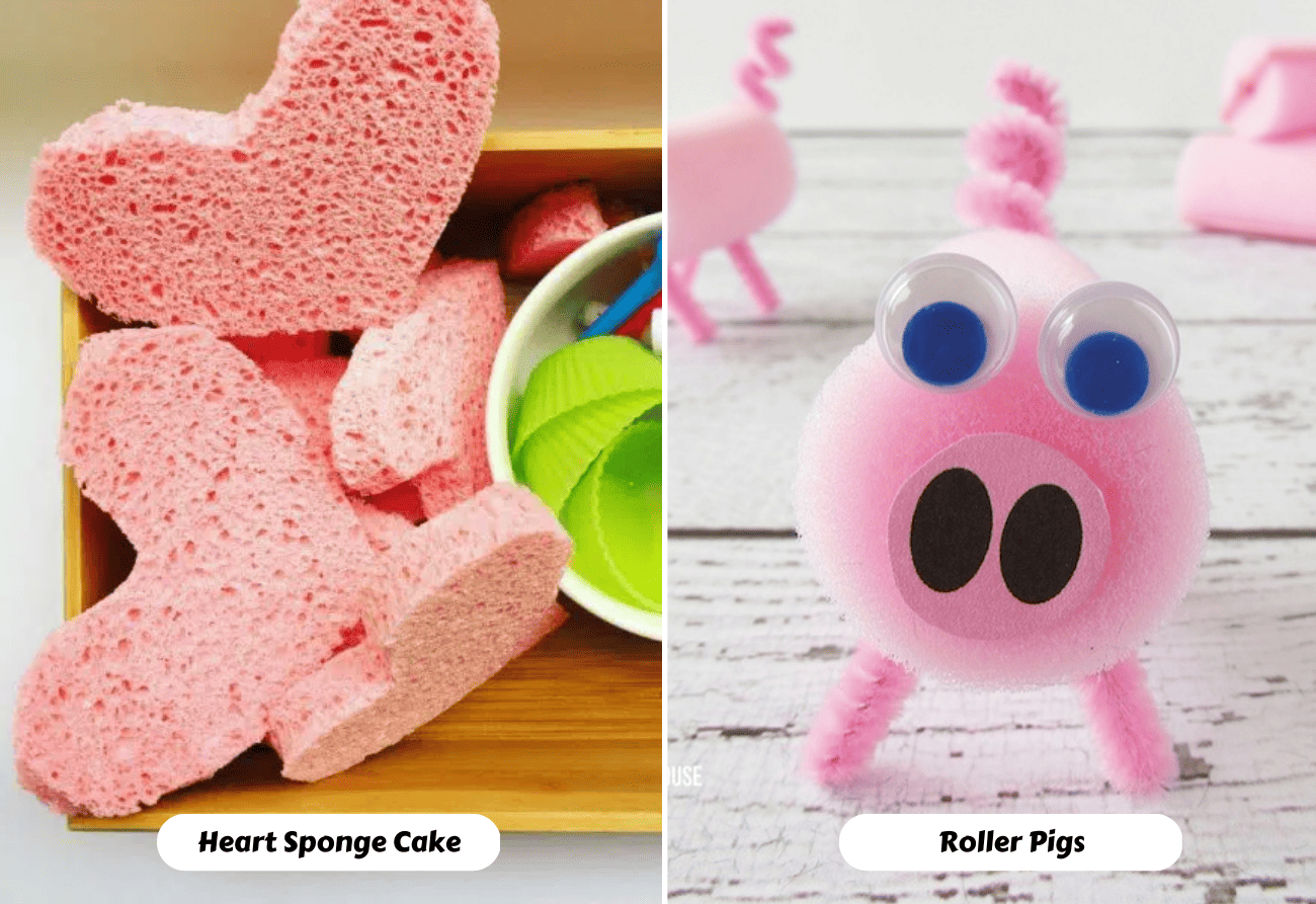 Heart Sponge Prints - Things to Make and Do, Crafts and Activities for Kids  - The Crafty Crow